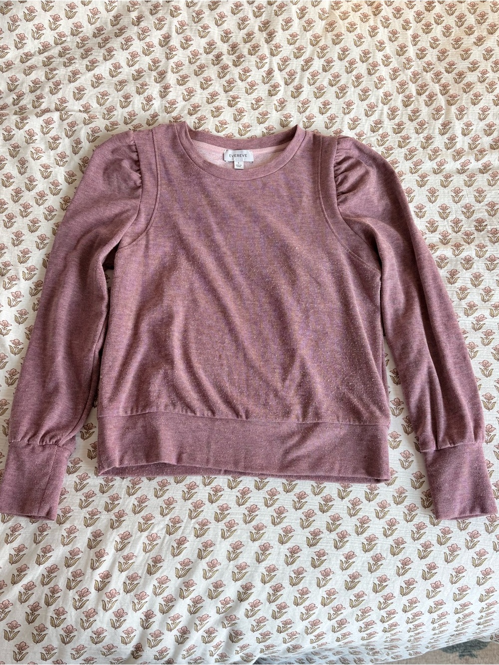 Evereve mauve Puff-Sleeve Sweatshirt
